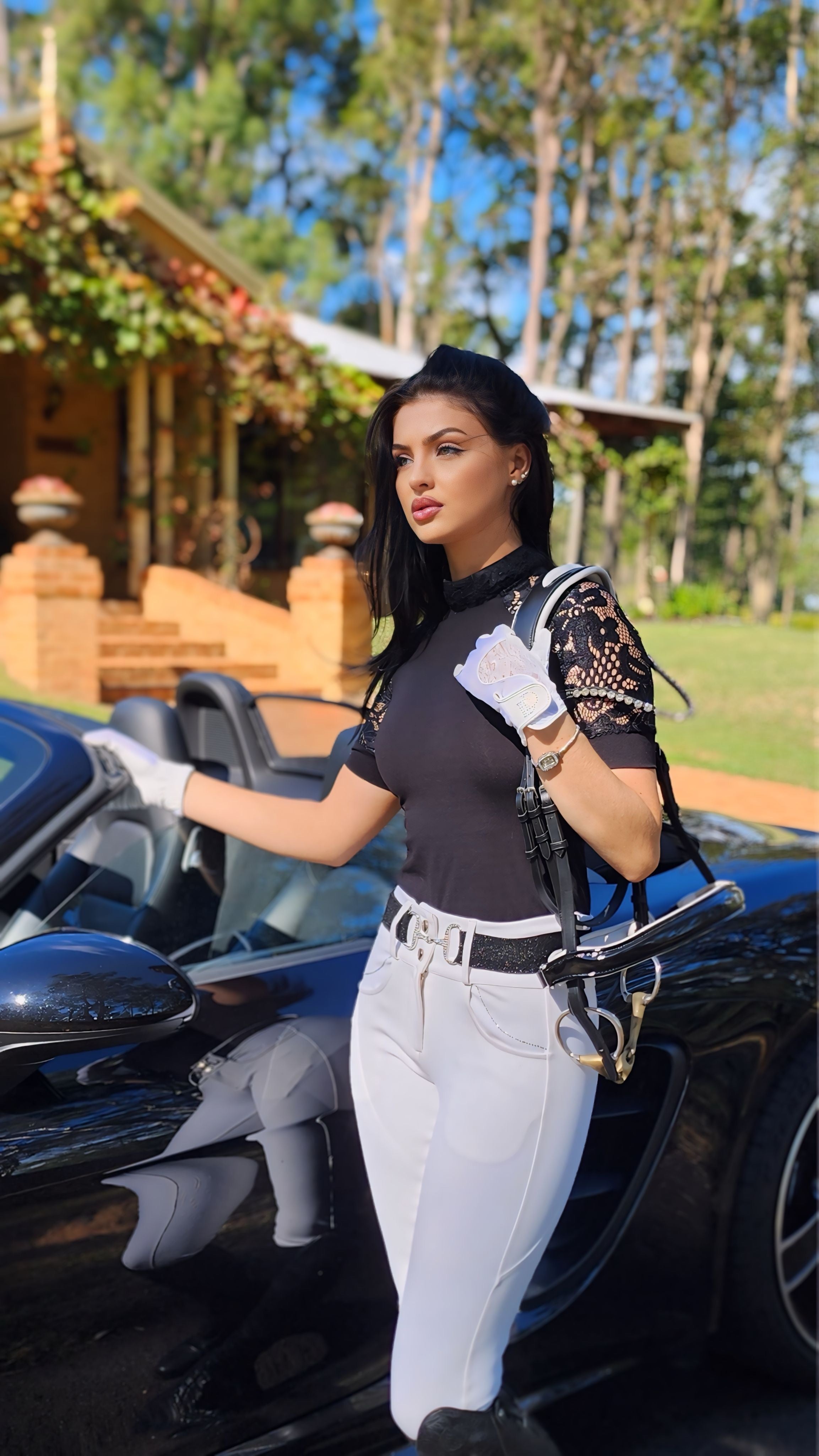 AUS MADE Black Short Sleeve Black Equestrian Shirt | The COCO